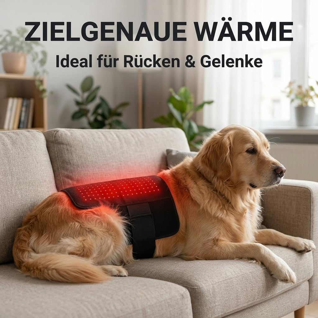 Rotlicht Therapiematte für Hunde & Katzen – Sanfte Gelenkpflege & Entspannung | Infrarot Matte 660/850nm, Sicherer Wärmegürtel für Haustiere Zuhause
