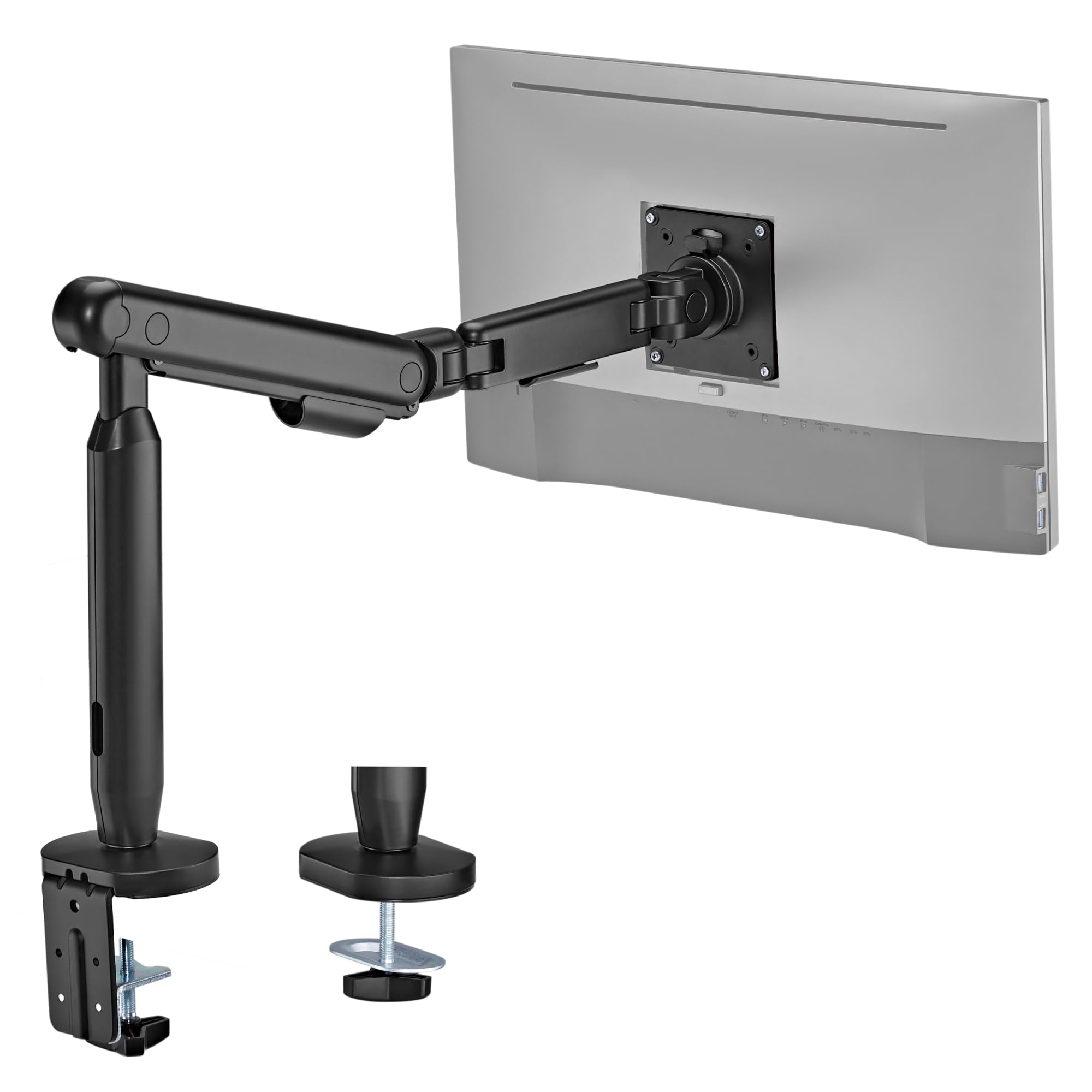 Hexcal Single Monitor Arm, Up to 35 inches Monitor Mount, 11 kg (24.2 lbs) with Built-in Cable Management and Free VESA 75x75mm or 100x100mm - Black