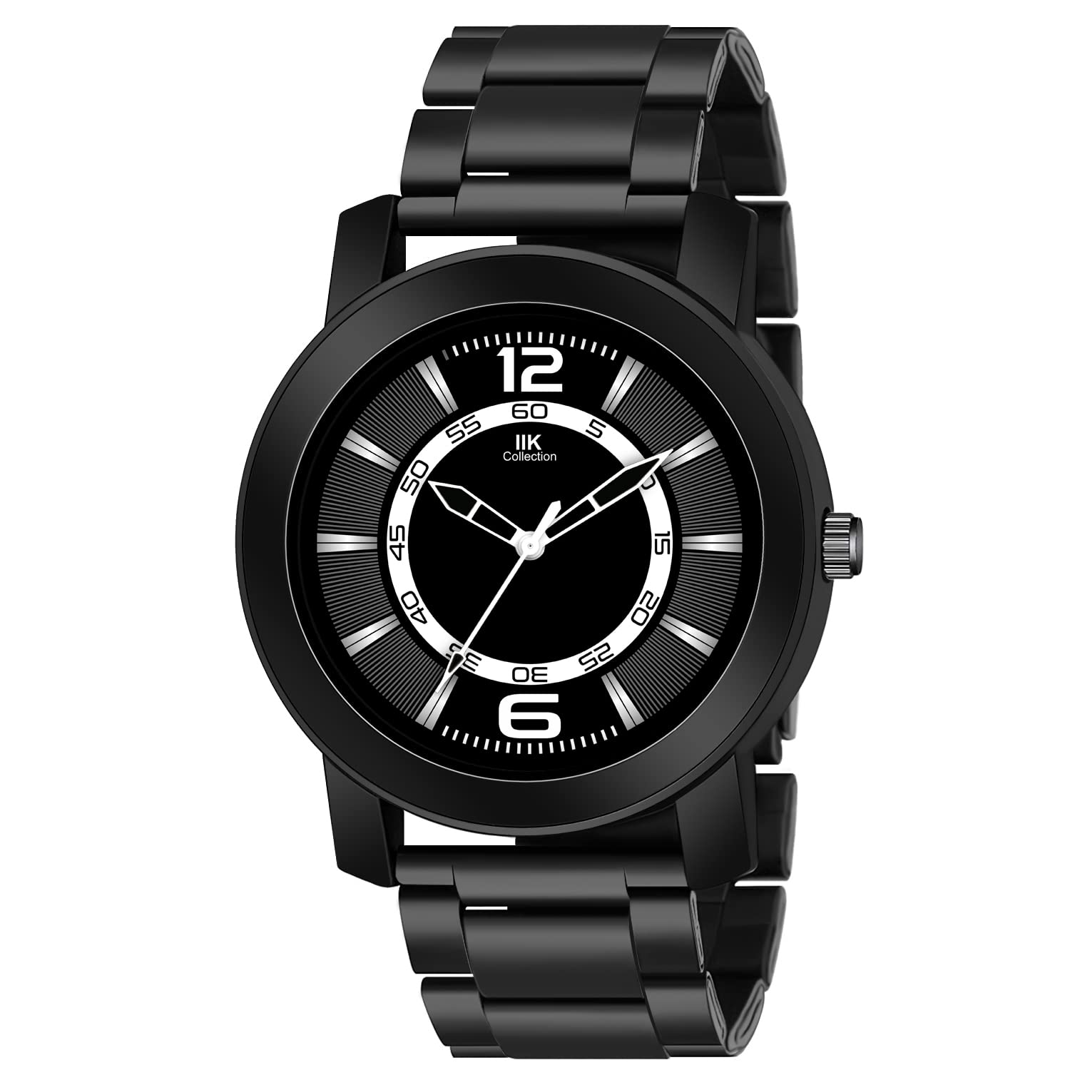 IIK COLLECTION Watches for Men Round Numerical Dial Analogue Men Watch|Long Battery Life|Stainless Steel Bracelet Black Chain with Long Lasting Polish/Adjustable Fixable Silicon Strap|Watches for Boys (B0BMPBSB4G) Amazon Price History, Amazon Price Tracker