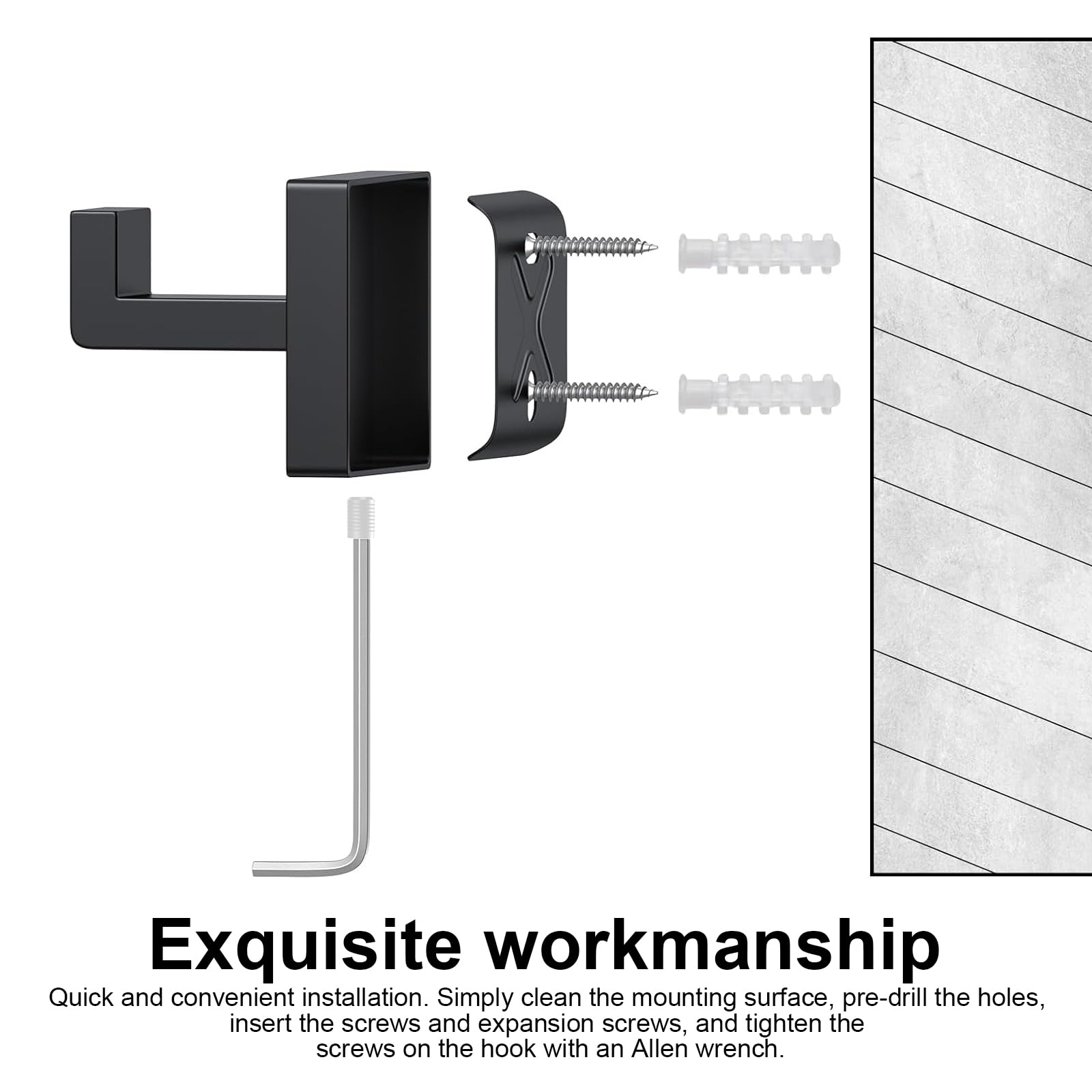 TIANLIN 3 Piezas Colgador Toalla Baño, Ganchos Pared de Acero Inoxidable Negro, Colgador Cuadrado para Baño, Cocina y Dormitorio