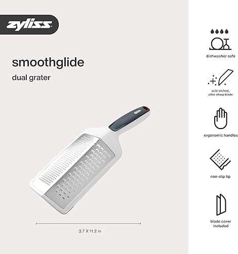 Vista 6 de Zyliss SmoothGlide - Rallador doble – De mano con cuchillas de acero inoxidable y mango ergonómico – Rallador mediano y grueso de doble cara