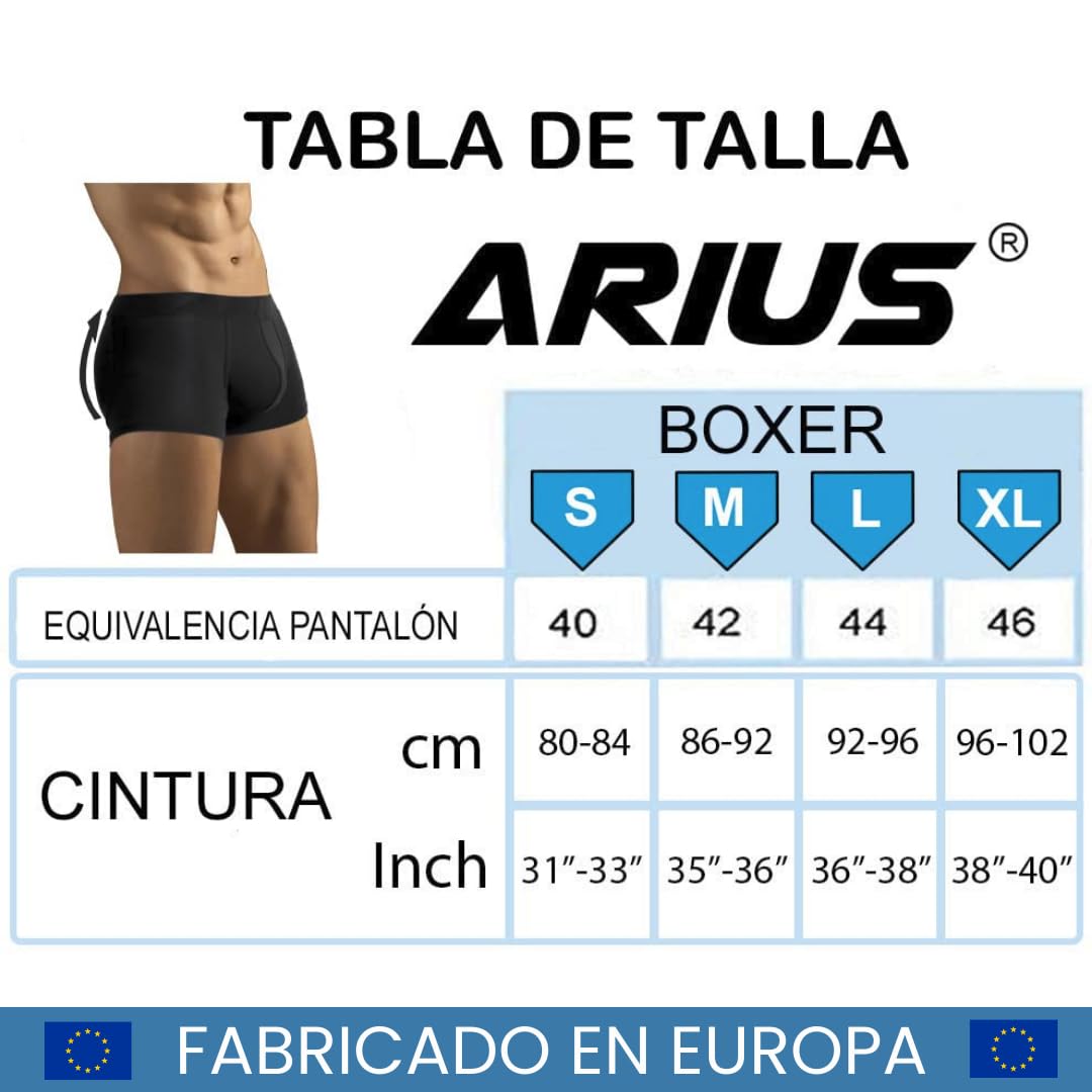 ARIUS Calzoncillo Boxer con Relleno Trasero para Aumentar el Volumen y tamaño de glúteos y Levanta - Push up y Relleno de Nalgas - Men’s Padded Buttocks - Men's Shapewear