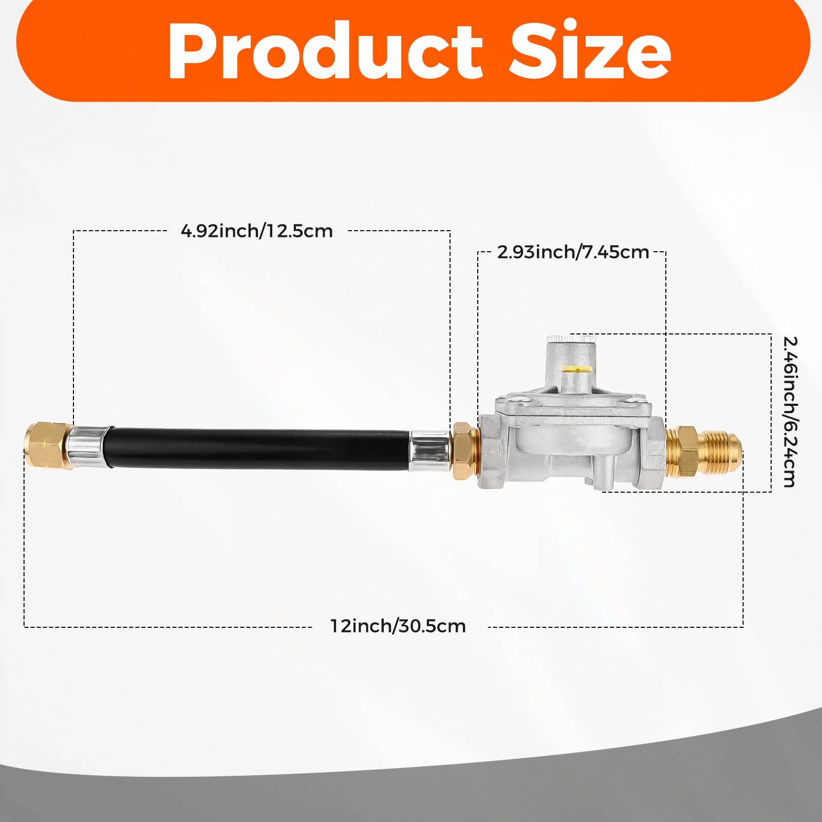Kit de conversión de gas natural regulador compatible con parrilla de gas Kitchen Aid 710-0003 con manguera macho de 1/2 pulgada, repuesto 3030 CNG de 4 pulgadas y LP de 10 pulgadas