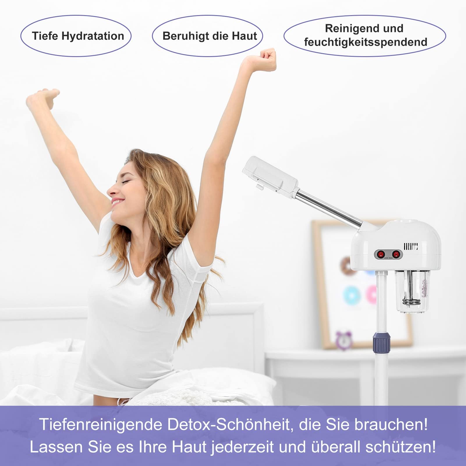 Appareil à Vapeur pour le Visage Professionnel – Sauna Facial Chaud & Froid, Vapozone Esthétique, Machine à Vapeur Beauté Hydratante, Nettoyant Vapeur Pores avec Brumisateur Eau