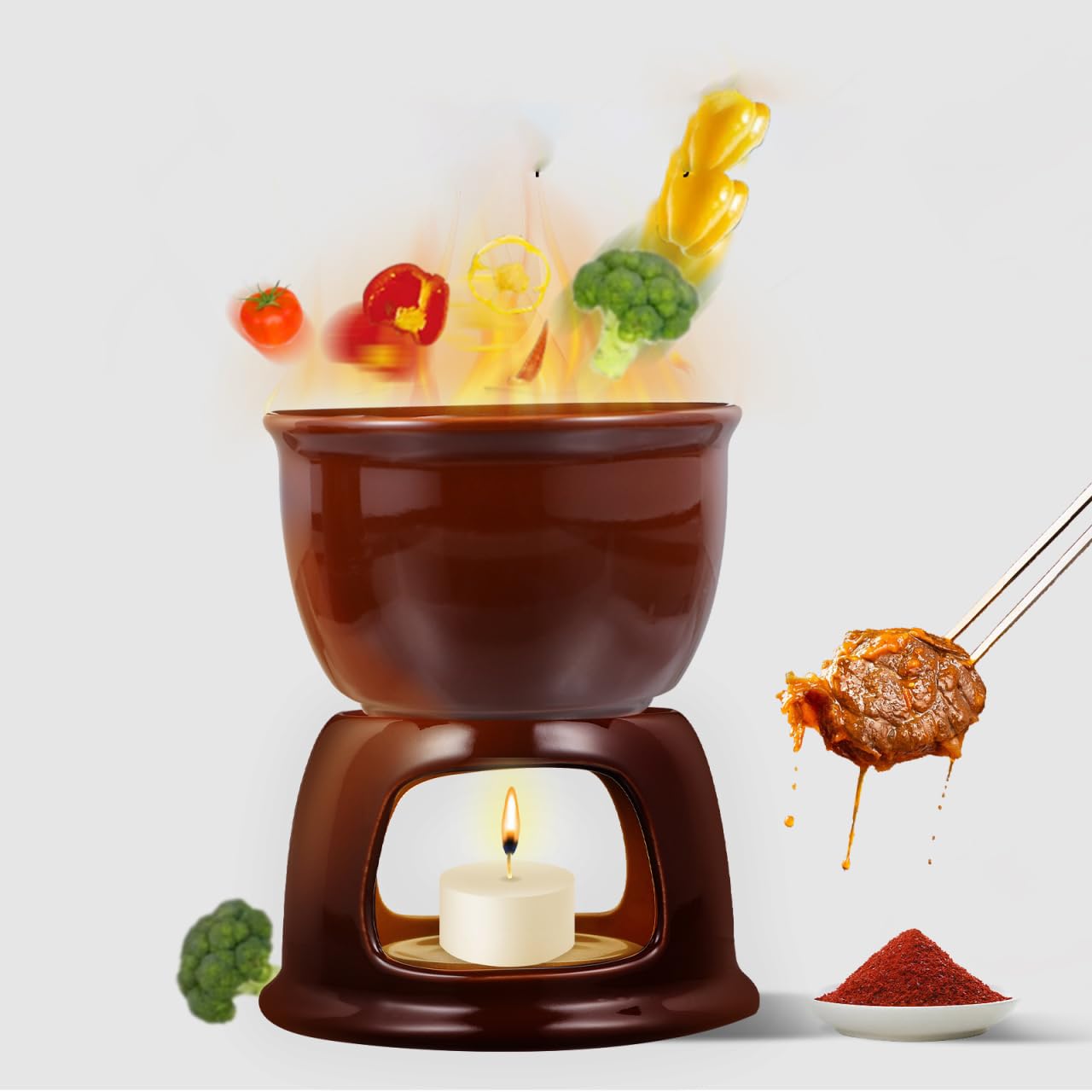 1set Fonduta Ceramica Per Cioccolato E Formaggio Pentola Scaldante Per Dessert Per Cucina E Feste Idea Creativa