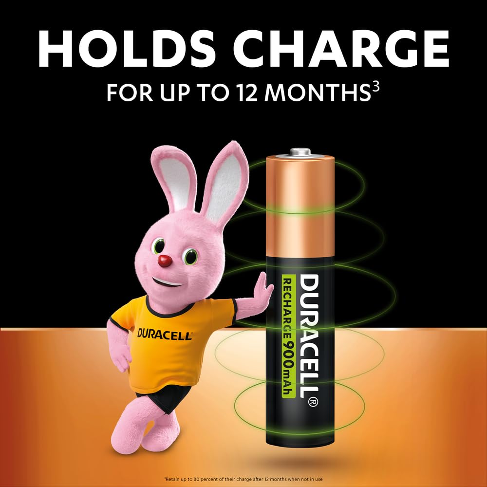 4X Duracell AAA Ricaricabili 900 mAh (1 Blister Da 4 Batterie) 4 Pile Ministilo Ricaricabili (HR03/DX2400)