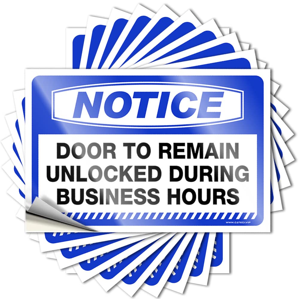 Vintage Decor Hard Decals | Notice Door to Remain Unlocked During Business Hours Neutral for Football Decor(6X9CM)