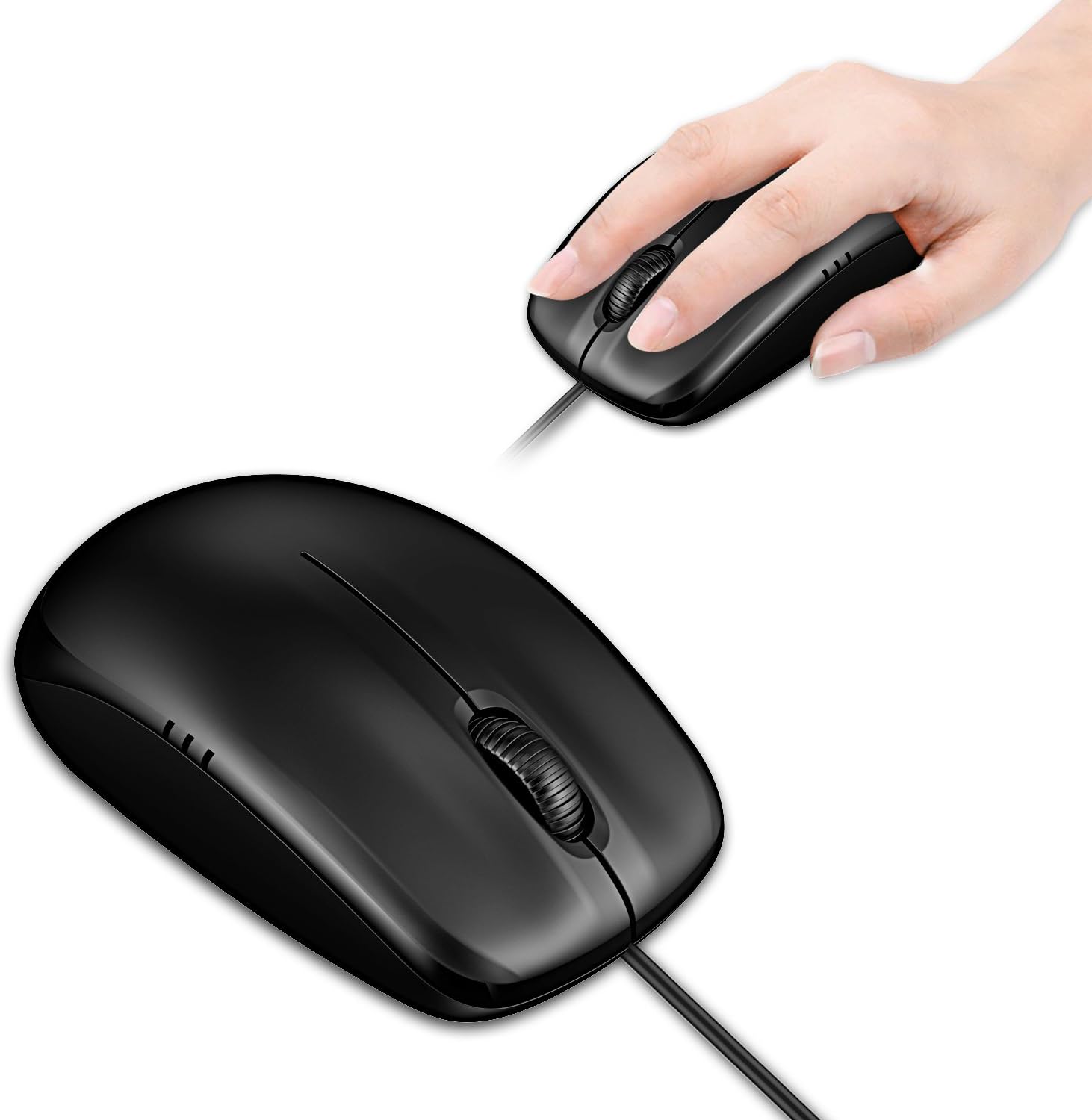 JETech 3-Button Wired USB Optical Mouse Mice (Black) - 0776