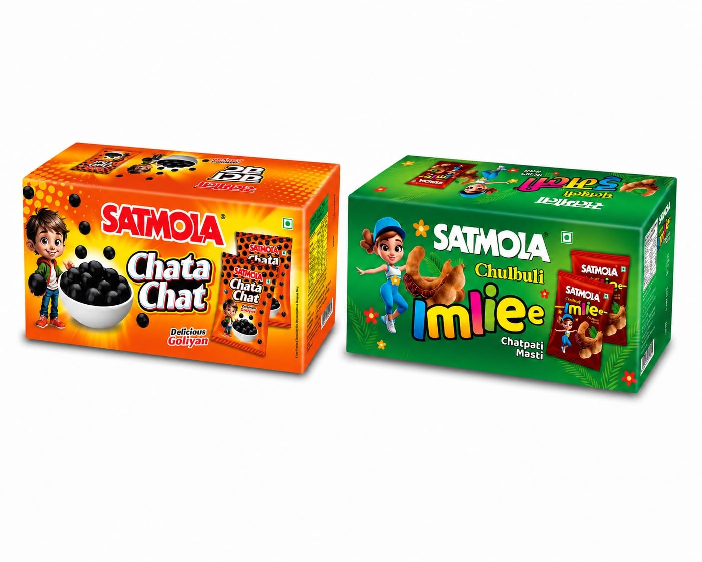 SATMOLA Chata Chat Delicious Goliyan & Chulbuli Imliee Tamarind Candy | Chatpata Digestive Candy Balls | Aids Digestion | Tasty & Mouthwatering Snack for Kids & Adults | Har Goli Mein Chatpata Maza | Sweet & Sour Imli Snack | Chatpati Masti Candy Pack | Nostalgic 90s Kids Treat (Each Box 30 Pouches) | Pack of 2-picture-16