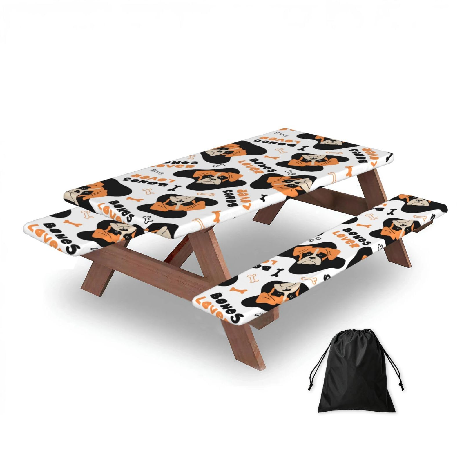 Dopklna As Picture Vector Seamless Pattern With Boxer, Picnic Table Cover With Bench Covers -Waterproof Elastic Fitted Tablecloth For Garden Camping Patio 76X152cm