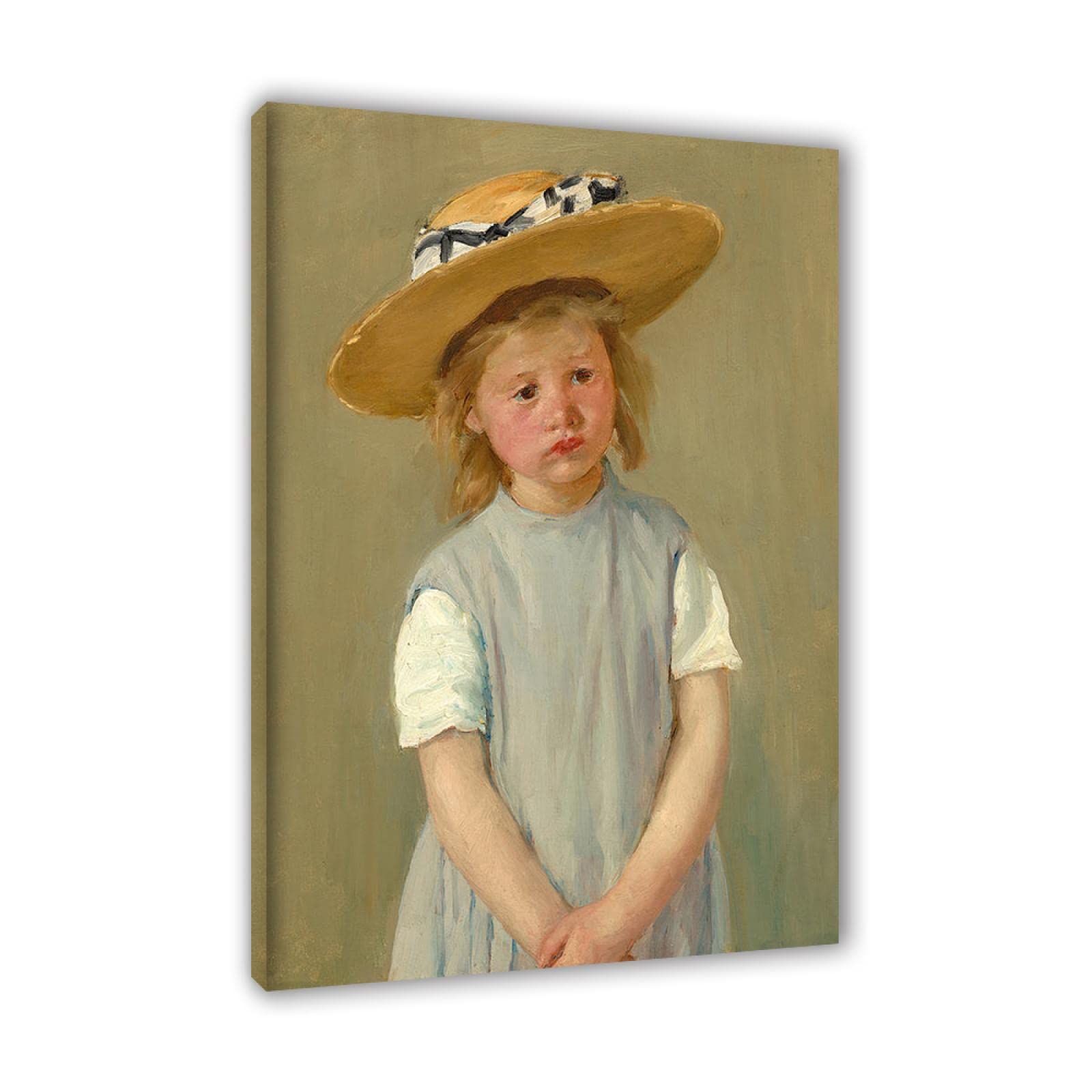 Famosos Carteles e Impresiones de Mary Cassatt-Reproducciones de Pinturas en Lienzo-'Niño con sombrero de paja, 1886'Decoración de pared enmarcada lista para colgar 30x45cm(12x18in)Enmarcado