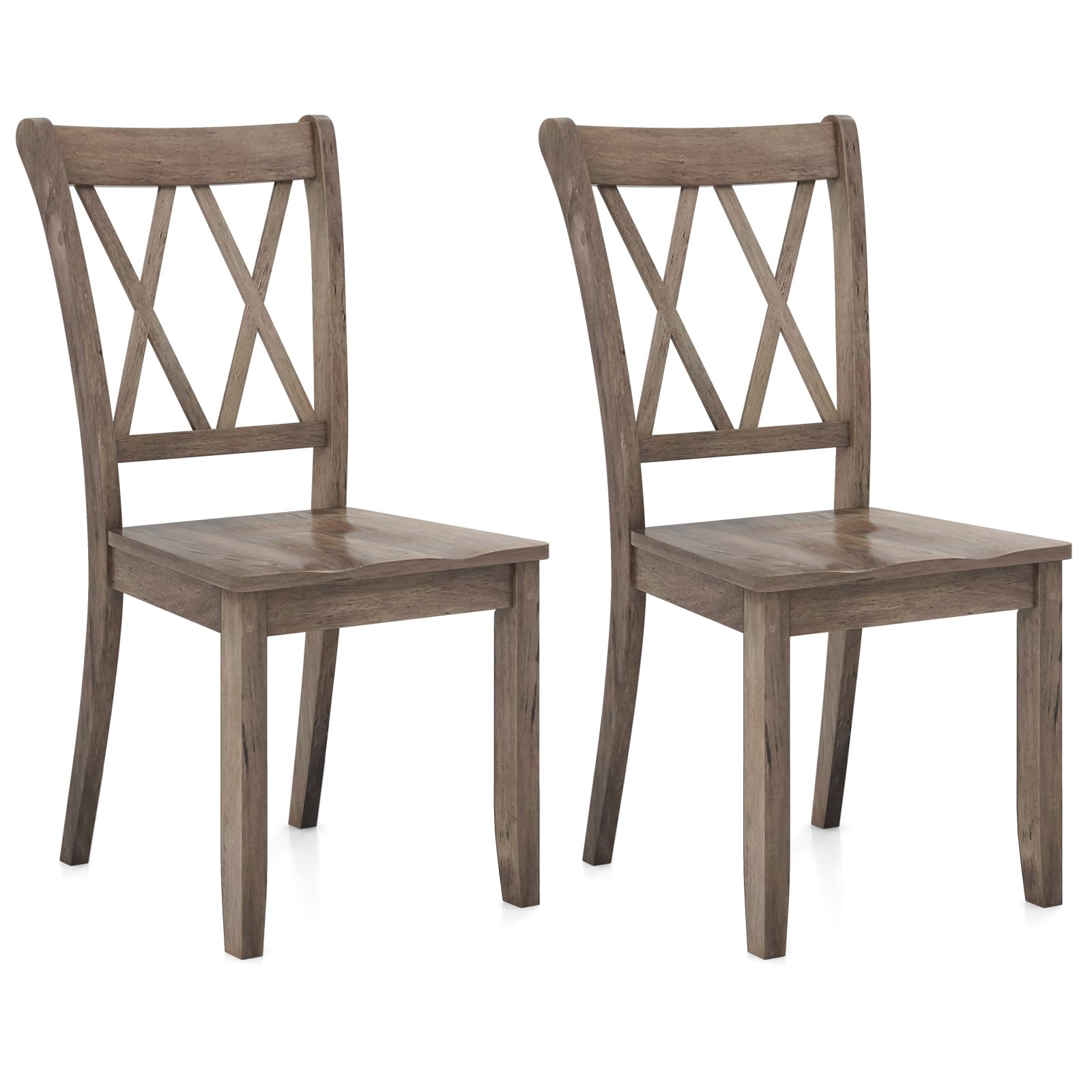 Giantex Set of 2 Dining Chairs, Rubber Wood Dining Room Side Chair w/Ergonomic Seat, Armless Chair for Home Kitchen, Dining Room, Brown