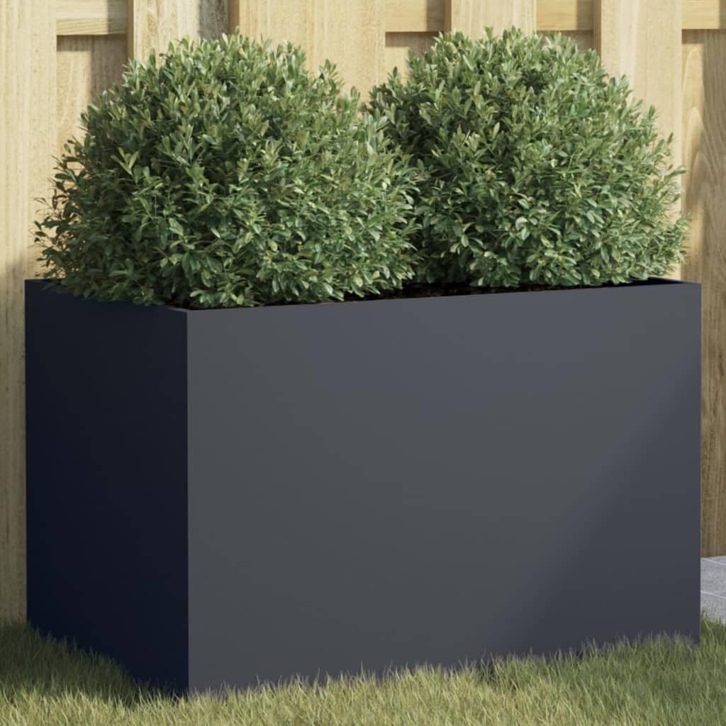 vidaXL Jardinière, Bac à Fleurs, Pot de Plantes, Boîte à Fleurs, Jardinière Surélevée de Jardin Patio Terrasse, Anthracite 62x40x39 cm Acier
