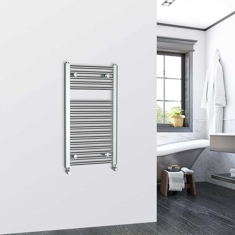 Warmehaus 800x450mm Chrome Bathroom Heated Towel Rail Radiator Straight Ladder Style Towel Warmer