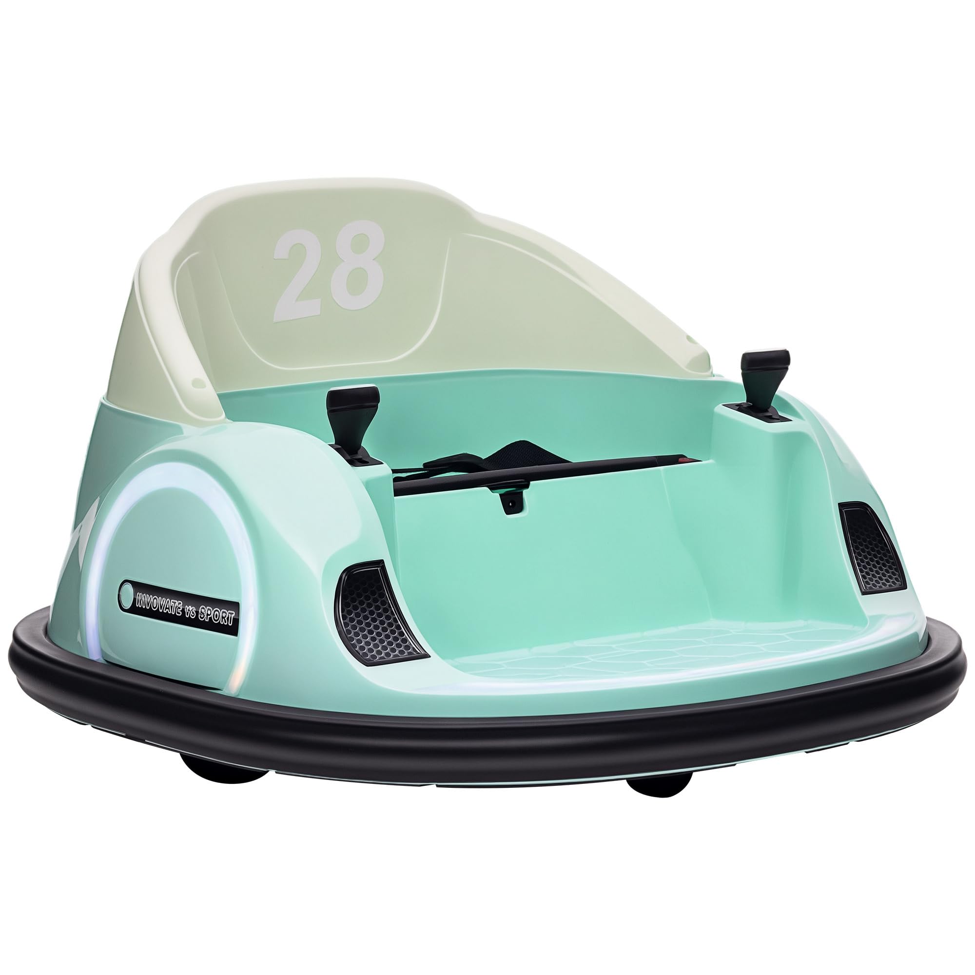 Qaba 12V Toddler Bumper Car Ride on Toy for Kids 1.5-5 Years Old, Baby Bumper Car with Remote Control, LED Lights, 360 Degree, Music, Green