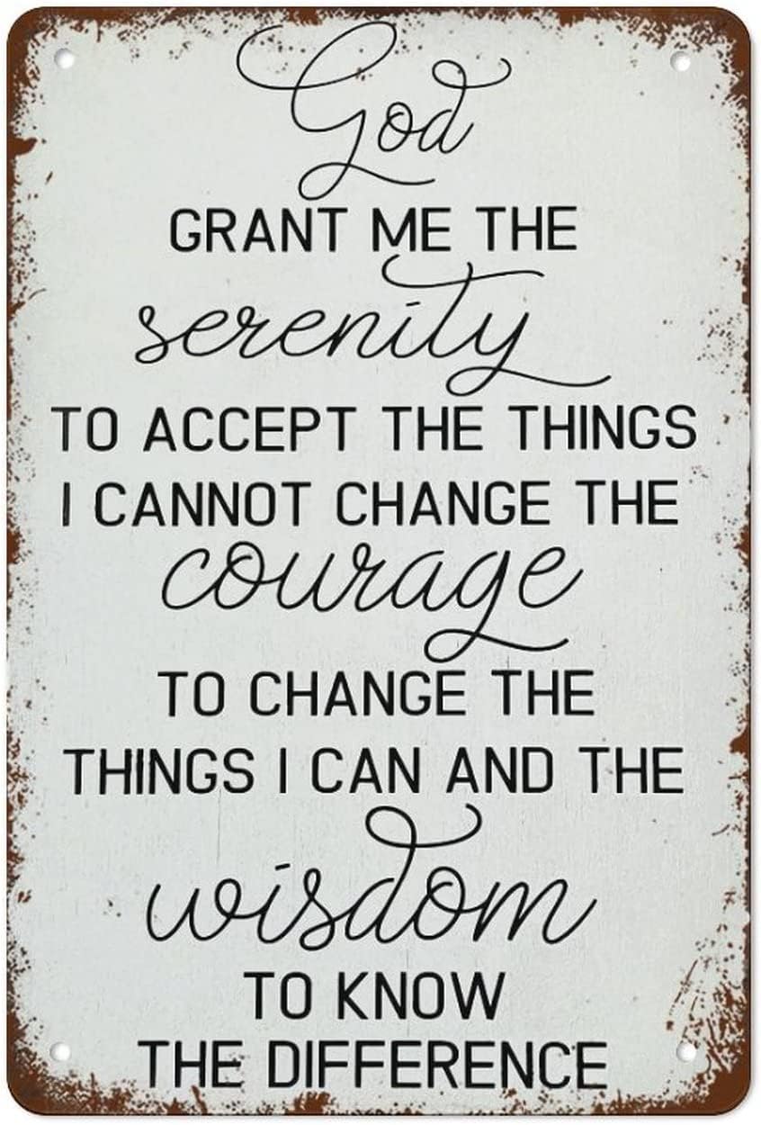 rayprint Vintage Metal Signs Serenity Prayer Sign Encouraging Farmhouse Decor Home Decor Retro Poster Wall Art Tin Sign Funny Decorations for Bar Cafe Farm Room Wall Decor Plaque 8x12 Inches