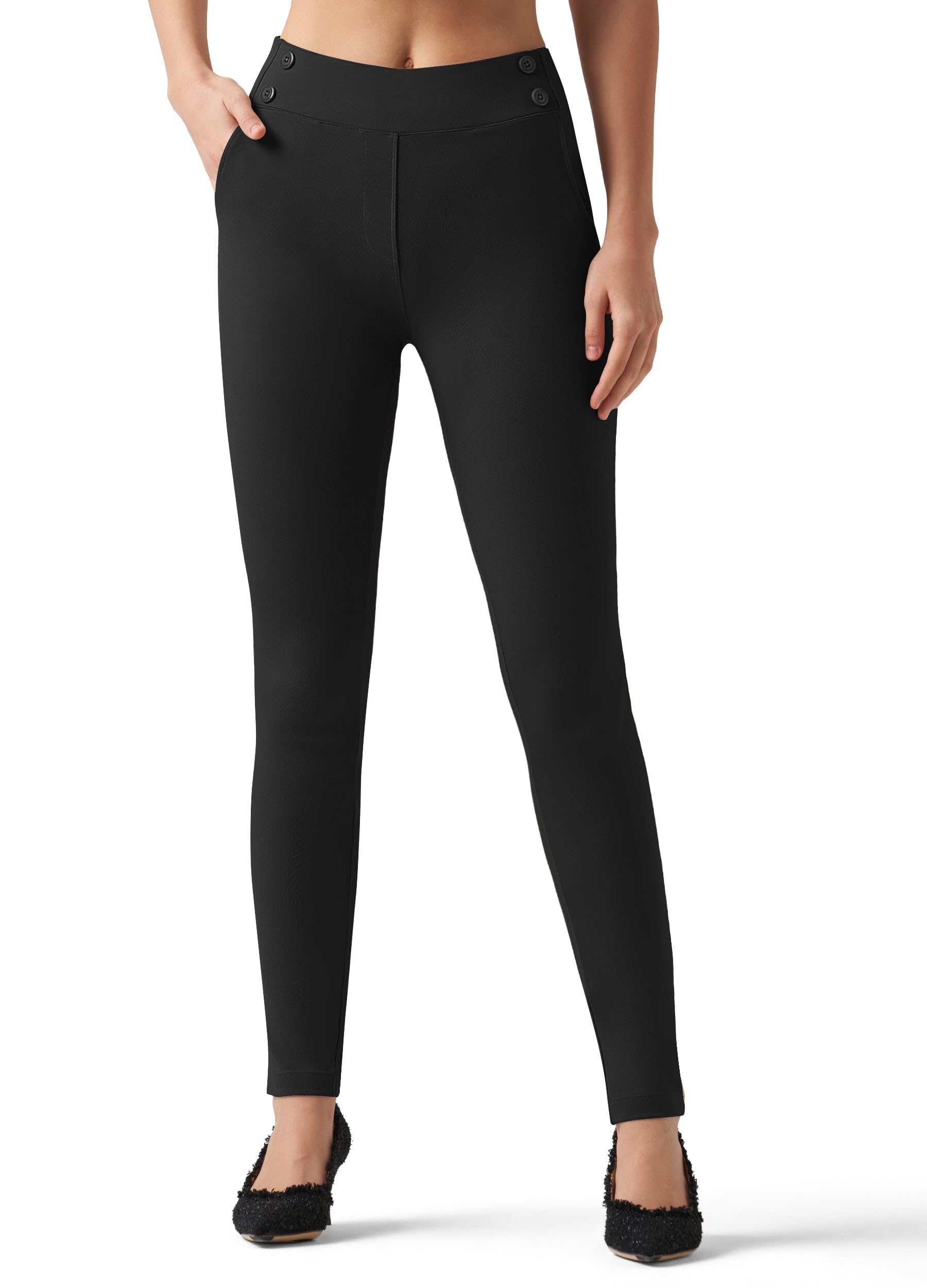 Willit Pantalon de yoga pour femme - Pantalon de travail skinny - Taille haute - Extensible - Pour le bureau et les affaires - Pantalon décontracté - 68,6 cm/71,1 cm