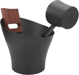 Tissting Sauna Bucket and Ladle Set, 5L Aluminum Wood Sauna Bucket Accessories Kit with Hourglass Thermometer Hygrometer for Bathrooms Steam Baths