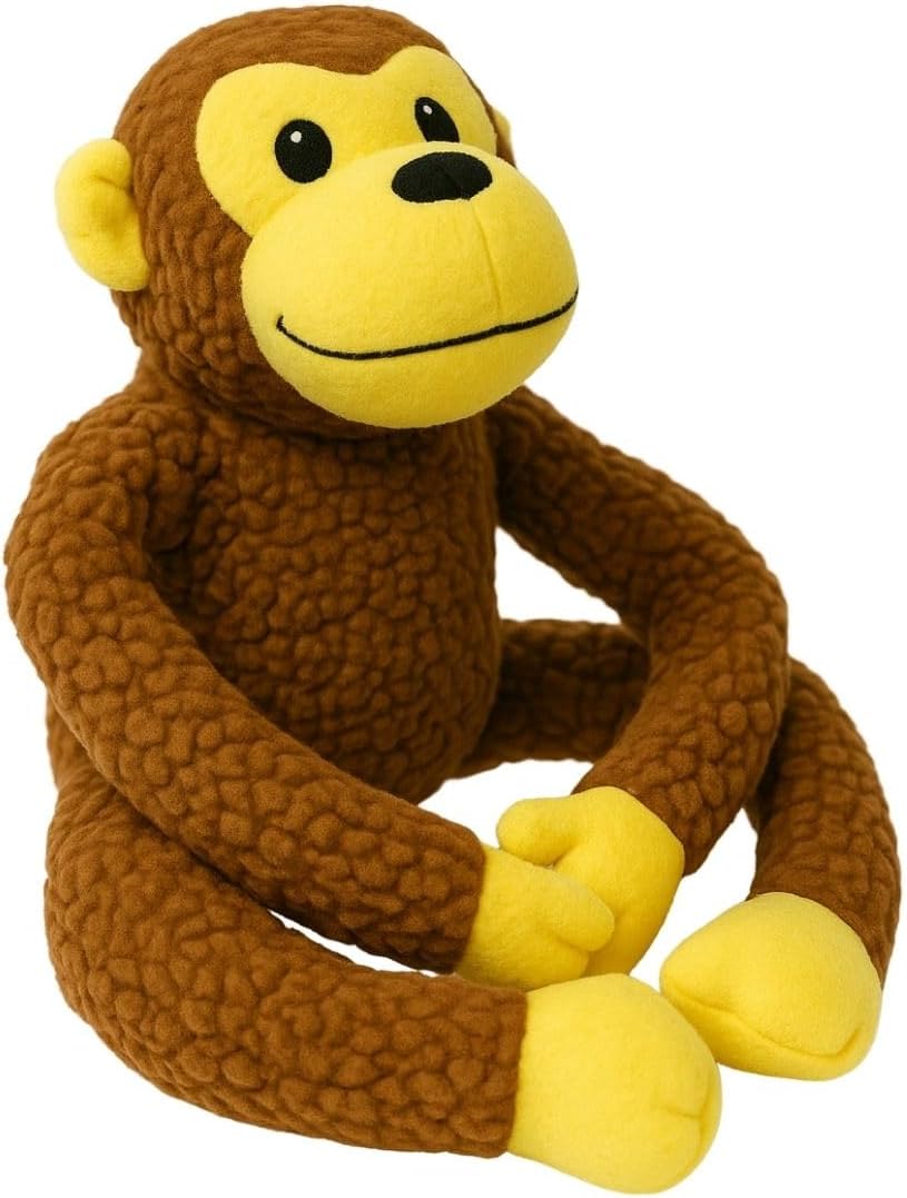 Macaco de Pelúcia Grande com Apito Brinquedo Mordedor para Cachorro