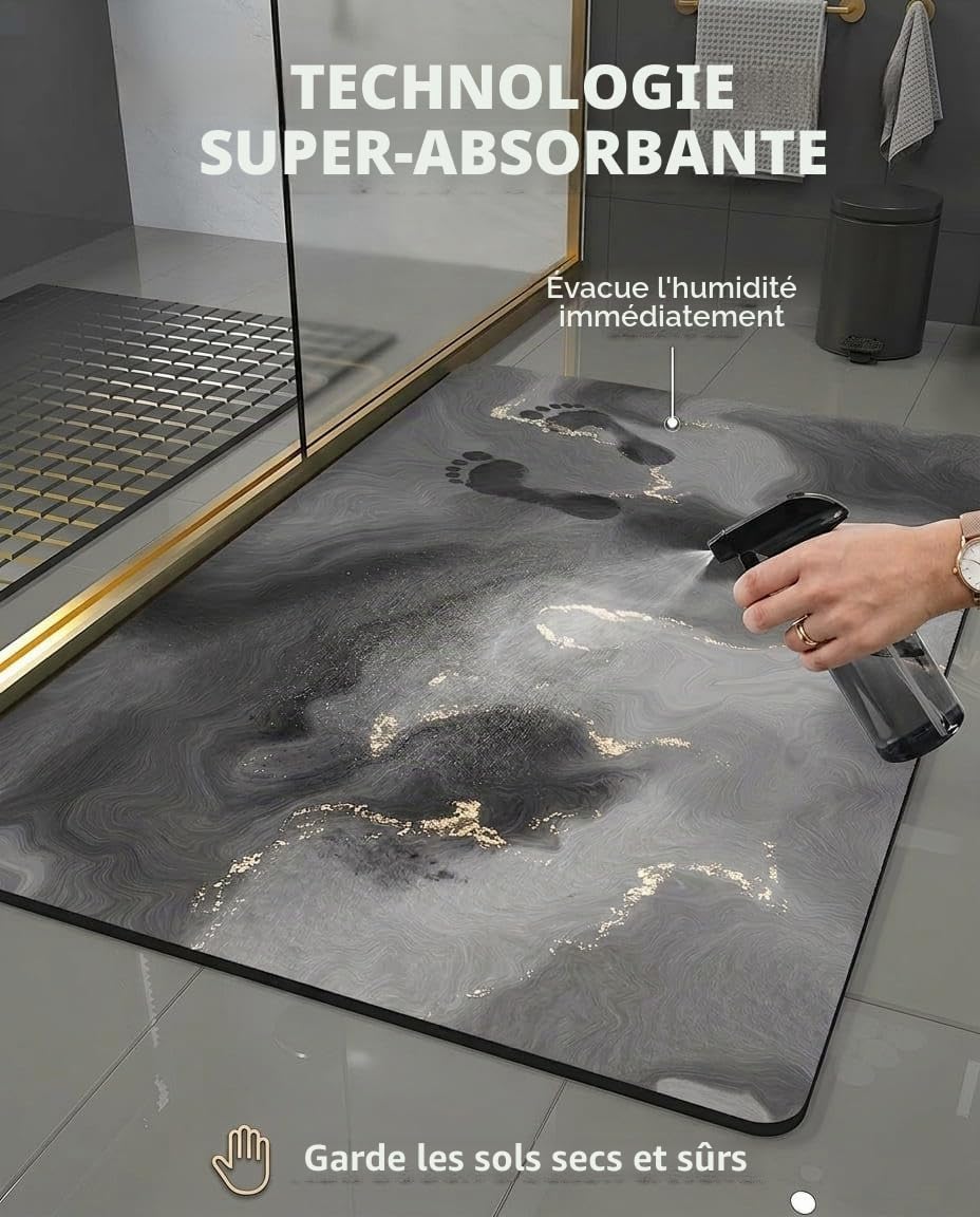 Tapis de Bain en Pierre de Diatomée Super Absorbant et Antidérapant