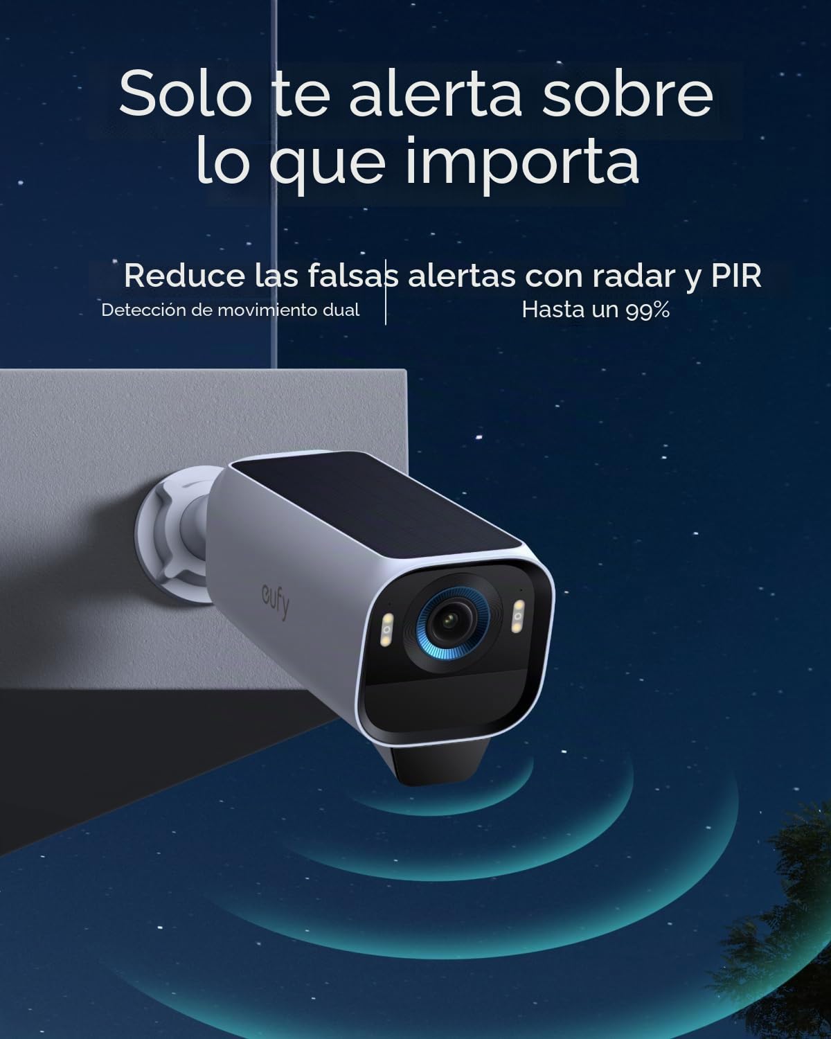 eufy Security S3 Pro (eufyCam 3 Pro), 4K Camara vigilancia WiFi Exterior Solar, visión MaxColor, energía inagotable 2.0, reconocimiento Facial IA, sin cuotas (Reacondicionado)