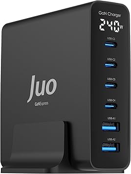 Juo 240W GaN PD 3.1 Desktop Fast Charger 4 Type-C + 2 USB-A iPhone & MacBook & Laptop Compatible Charger