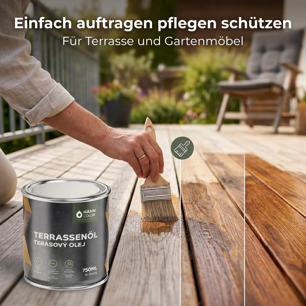 Aceite de madera para exteriores, protección y cuidado para terrazas, muebles de jardín, bangkirai, abeto abuhardillado, teca, protección UV, repelente al agua, aceite protector de madera