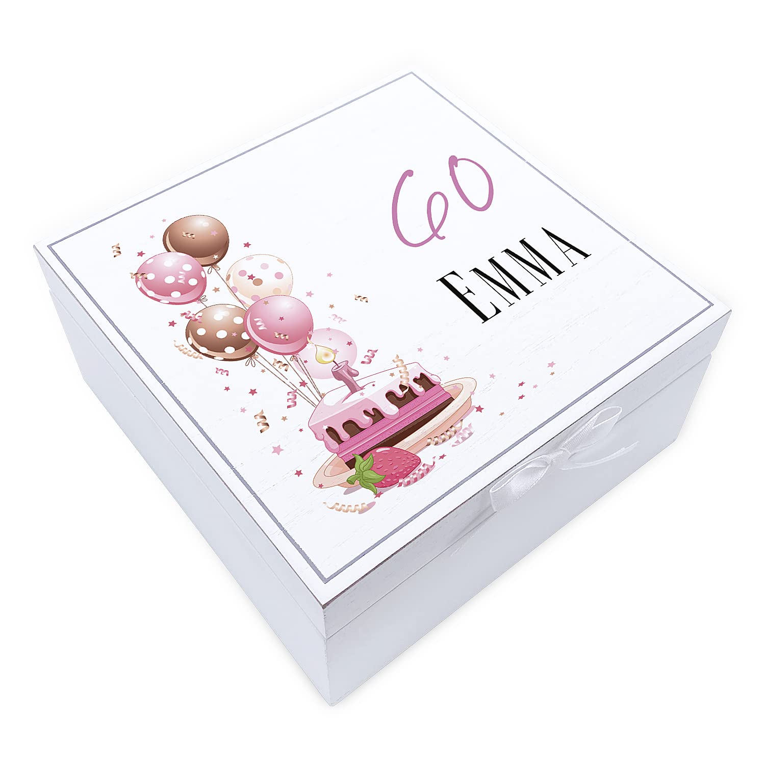 ukgiftstoreonline Personalised 60th Birthday Vintage Wooden Box Keepsake Gift With Cake