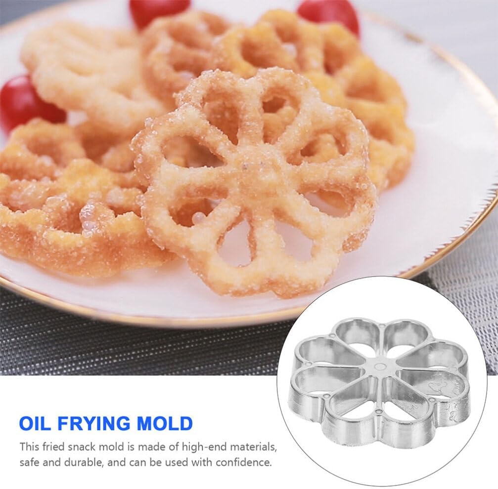 ABOOFAN Fried Snack Mold with Handle 4-Piece Non-Stick Aluminum Waffle Timbale Mold for Diy Deep-Fried Snacks Cookie Baking 9.84X5.31X1.18 Inches