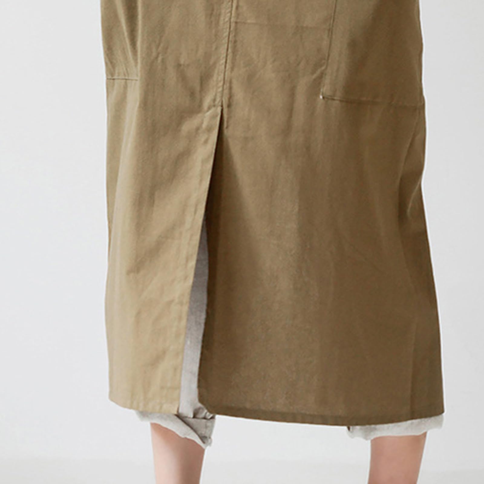 Impermeable Delantal De Algodón Pierna Dividida con Bolsillos Japón Estilo Delantales Cocina Pintura Horneando Trajes De Trabajo para Mujeres Cocinar Y Jardineria Green,One Size