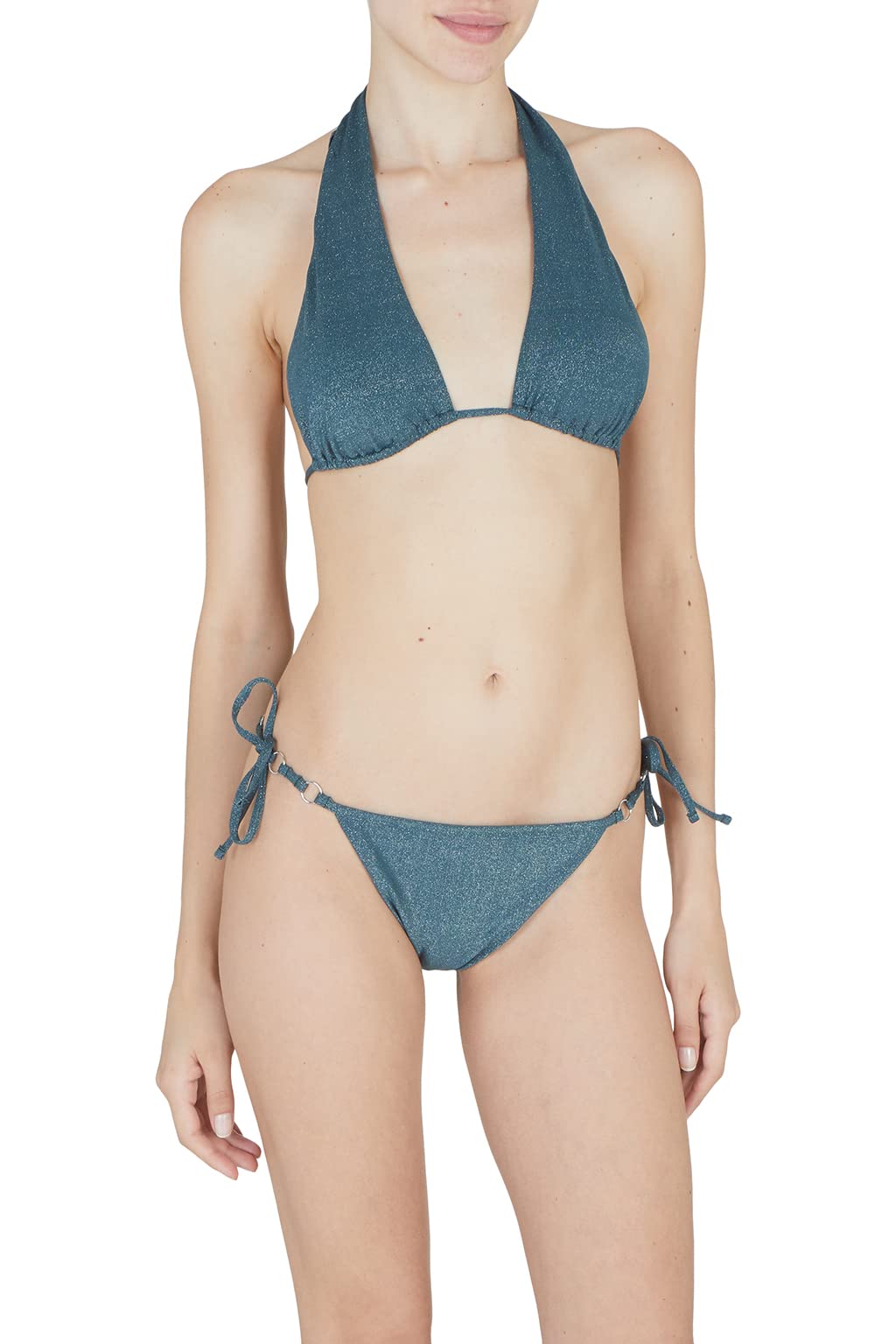 Emporio Armani Women's Lurex Textured Yarn Band And String Brazilian Bikini Set Bikini Donna
