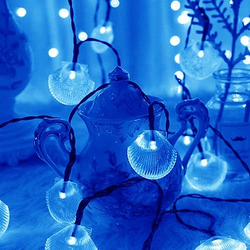 Miniatura 7 de Guirnalda de luces solares de 20 pies, impermeable, 30 LED, concha, luces decorativas de hadas, 8 modos para verano, jardín, paisaje, boda, fiesta,