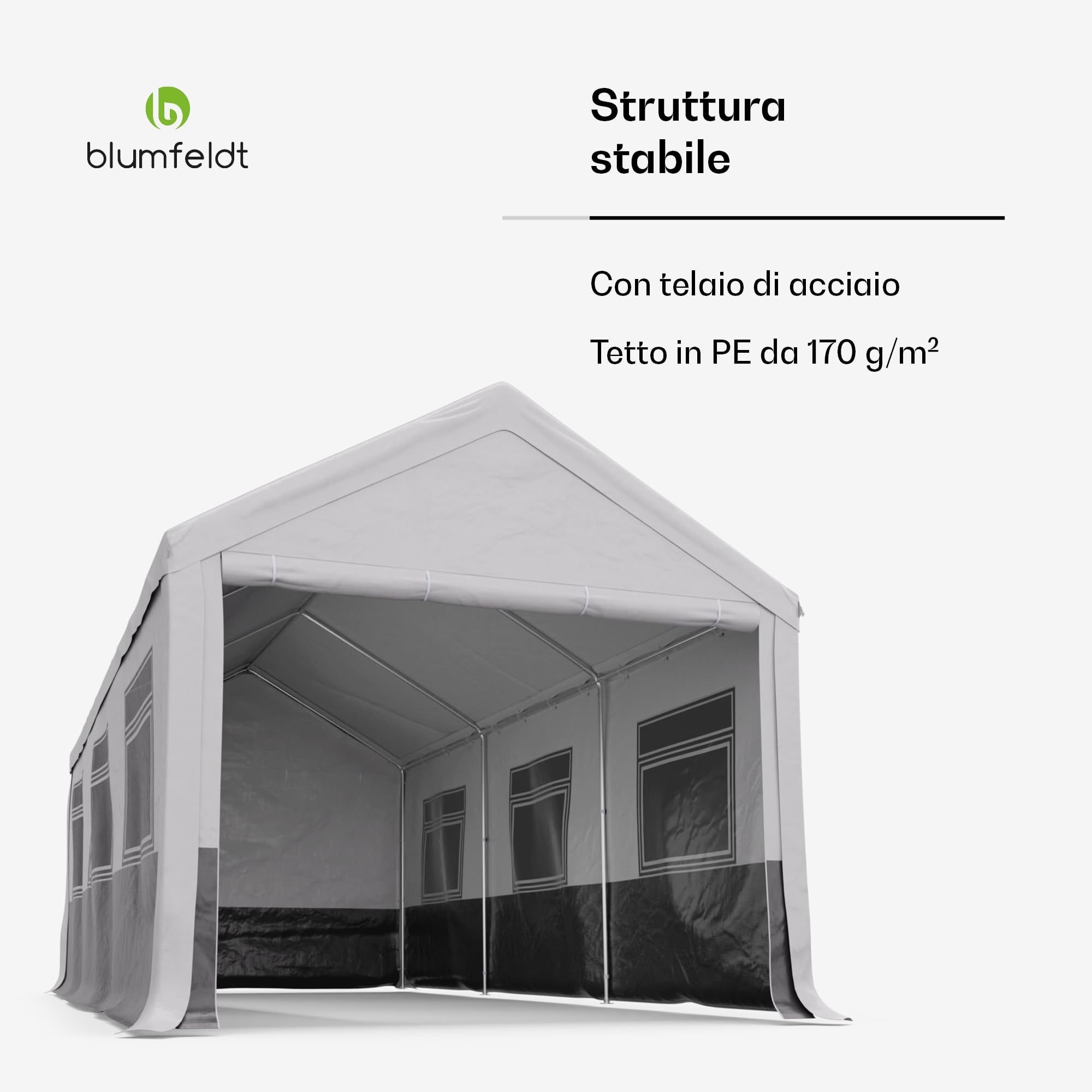 Blumfeldt Gazebo - 6x3m, Gazebo Esterno Resistente, Tetto in PE, Pareti Laterali con Finestra, Telaio in Acciaio, Facile da Montare, Protezione da Insetti, Ideale per Feste e BBQ