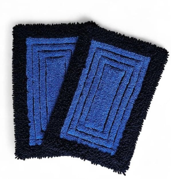 Image of My Home Cotton Door Bath Mat Super Soft Non Slip Mats for Bathroom, Door,Large, Pack of 2 (Blue chennile)