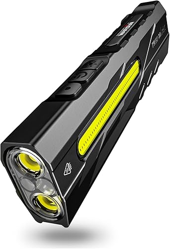 WARSUN Linterna T9 PRO EDC Linterna LED recargable de 1500 lúmenes con base magnética y clip de bolsillo, luz de trabajo compacta para camping,