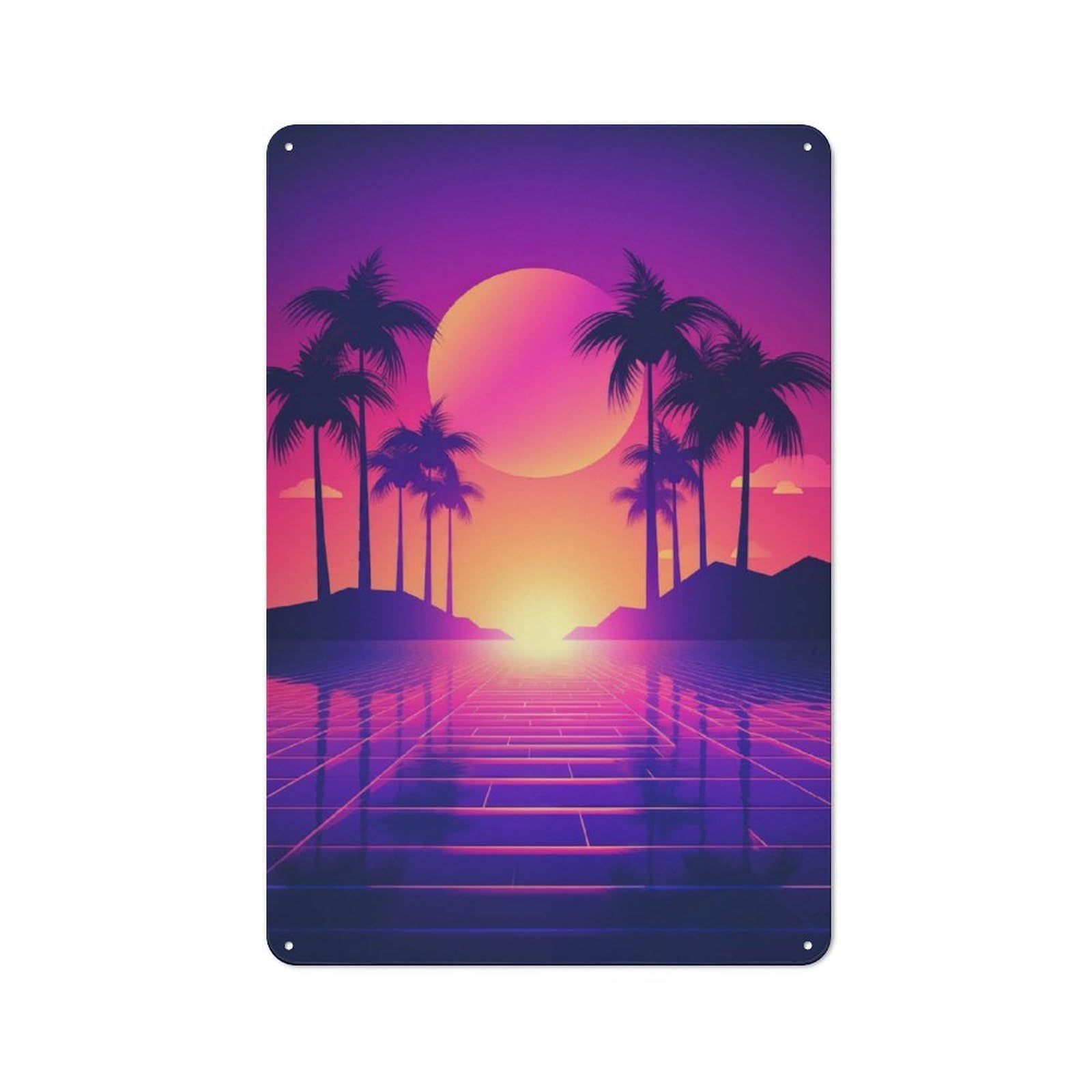 Junmoney Beautiful Synthwave Vision For Guest Room Or Hallway, Retro-Style Tin Sign 30X20cm, For Vintage Wall Decor Fans, For Themed Room Decoration