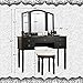 Fineboard Dressing Set with Stool Beauty Station Makeup Table Three Mirror Vanity...