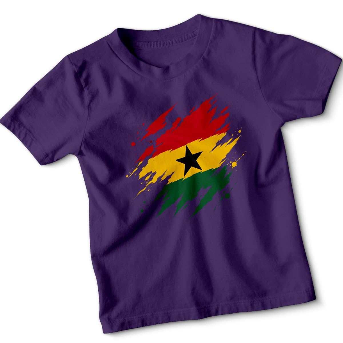 D&T Torn Ghana Flag Football Kids T Shirt Ghanaian Day Ghana Pride Graphic Tee Ghanaian Day Apparel Top 9-11 Years Purple