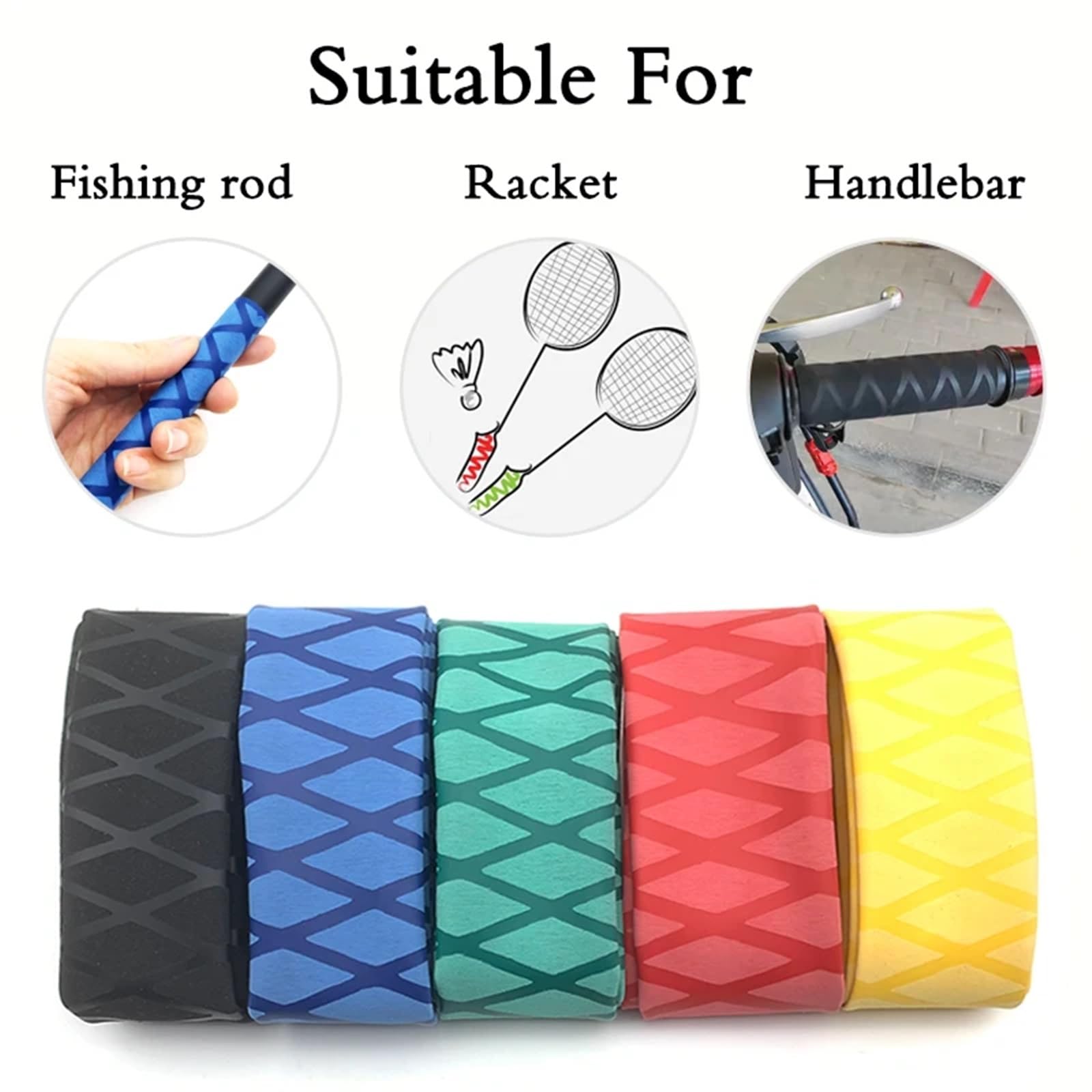 Guaina termorestringente antiscivolo per canne da pesca, bicicletta, isolamento elettrico, impugnatura morbida, racchetta(rosso, DIA 15 MM-1 M)