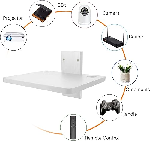 Miniatura 7 de Estante flotante de entretenimiento para DVD, estante de TV de montaje en pared, estante de proyector para pared, perfecto para proyector, PS5,