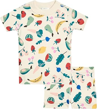 Hanna Andersson Womens HannaJams Print Short John Pajamas Set Infant/Toddler/Little Kid/Big Kid, Veggies 2T One Size