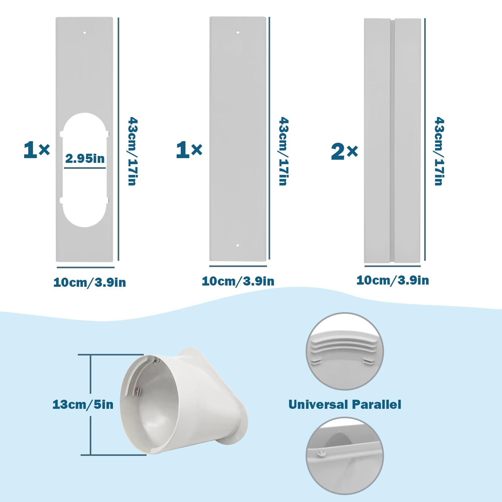 Kit de ventilación de aire acondicionado portátil para ventanas, manguera de escape de 5.1 pulgadas de diámetro y 59 pulgadas de longitud, panel de sellado de CA portátil universal para ventana