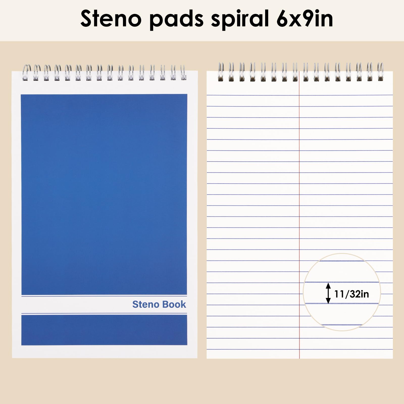 LABUK Confezione da 15 quaderni Steno da 15 x 22,9 cm, 80 fogli a spirale per quaderni a spirale Gregg Rule, copertine colorate con cuscinetti a spirale superiori per scuola, università, università,