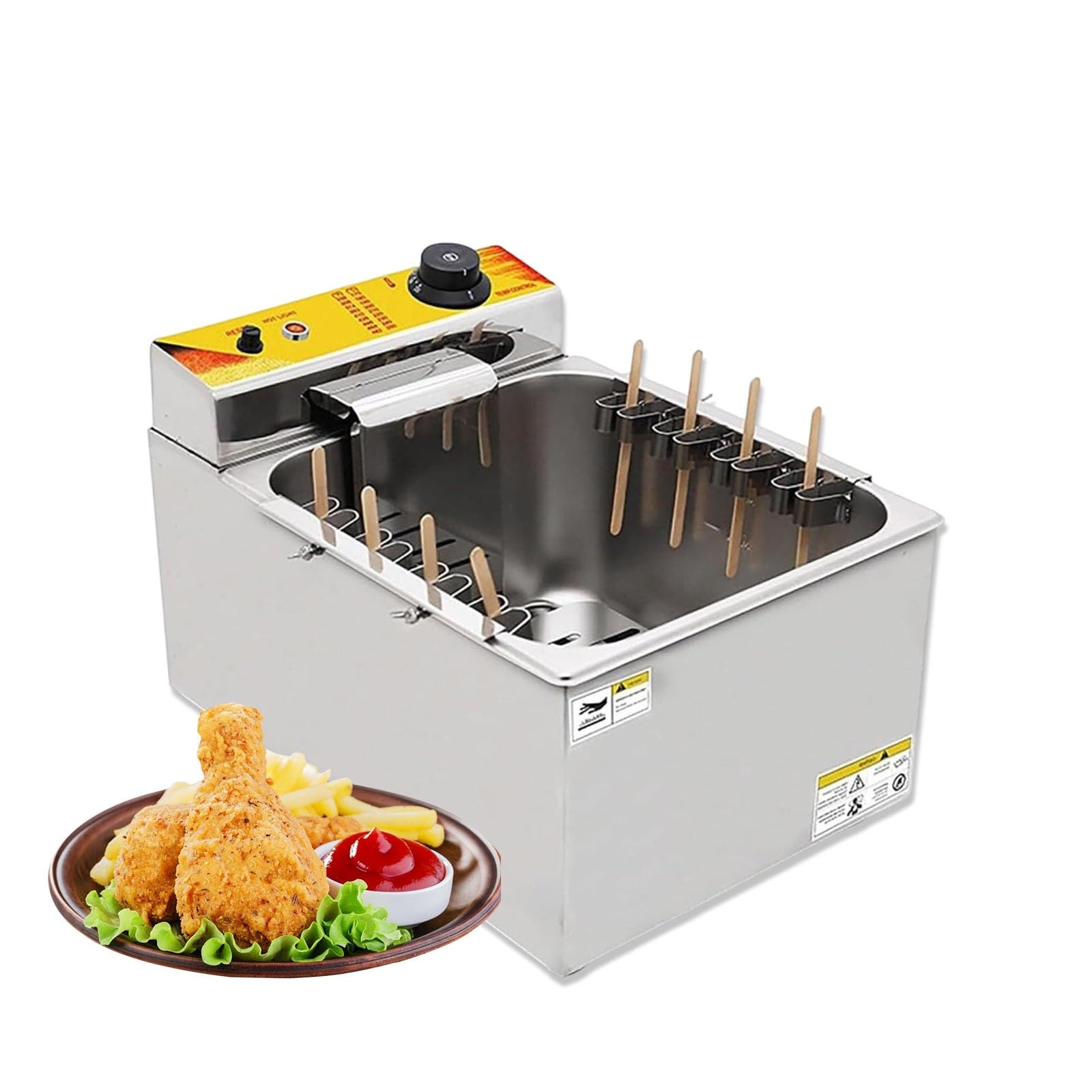 Freidora 12l De Capacidad Grande Y Temperatura Ajustable – Acero Inoxidable, 1900w, Frituras Rápidas En Restaurantes Y Food Trucks