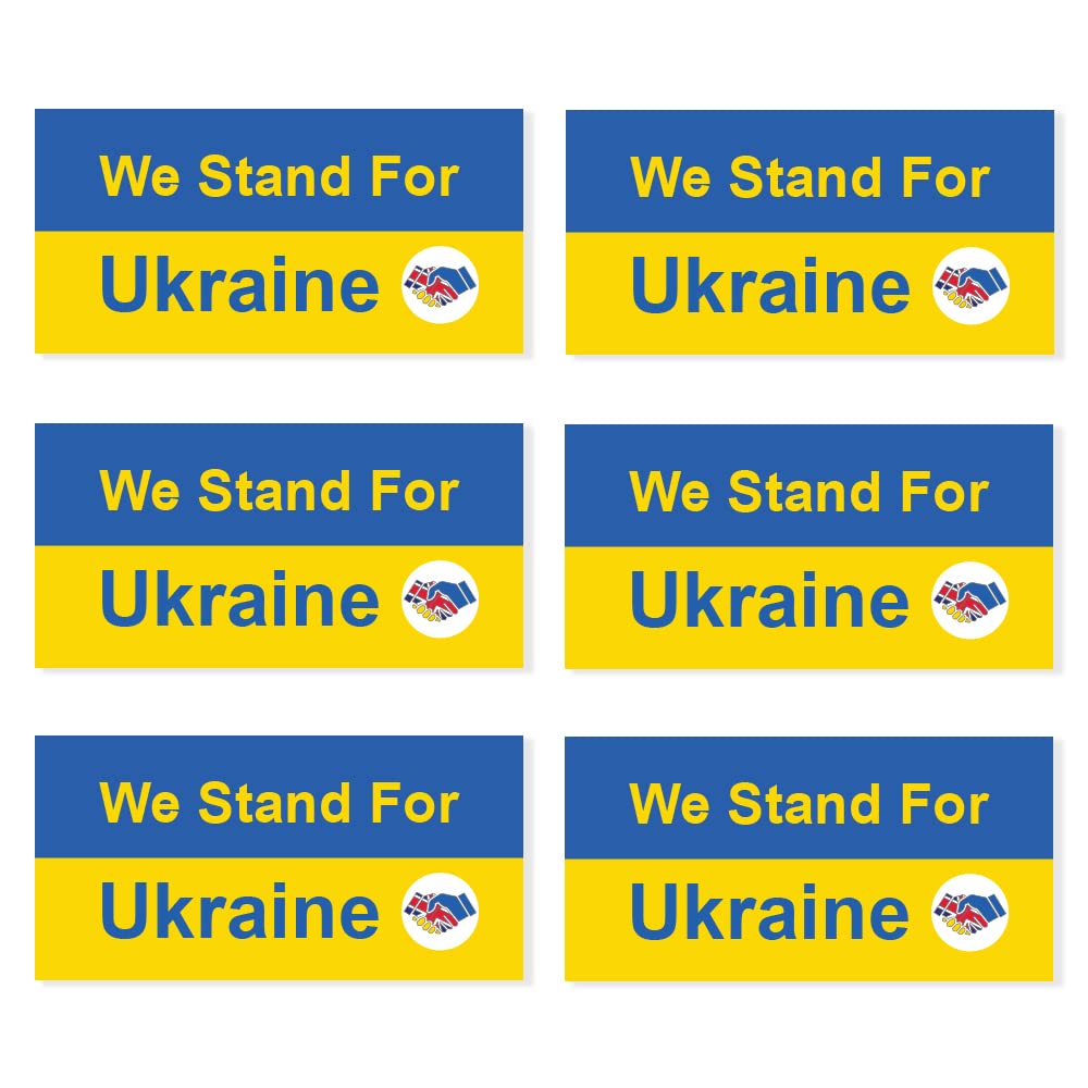Ukraine Flag Sticker Pack of 6 (40 x 20mm) Waterproof UKR Flag Sticker for iPad, Helmet, Laptop etc Packwith® #S2030