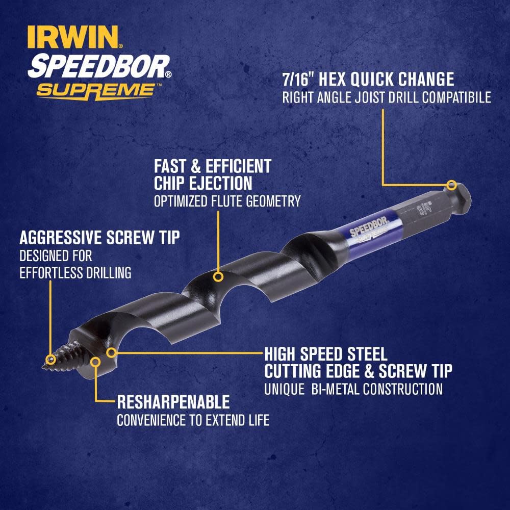 Irwin Tools IWAX3017 Speedbor Supreme Mèche hélicoïdale 19 mm x 19 cm