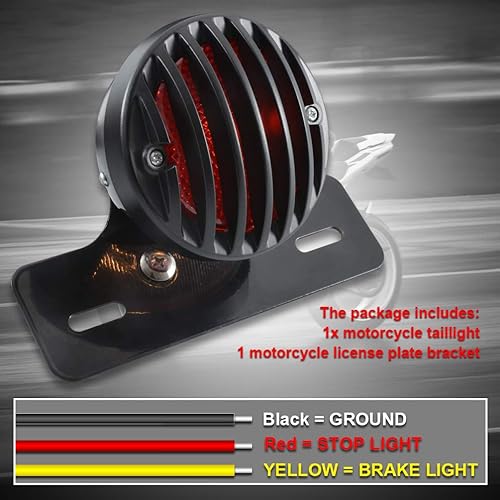 Miniatura 5 de KATUR 1 unids Motofans negro redondo metal motocicleta freno luz compatible con Harley Bobber Chopper Custom April IA Mana