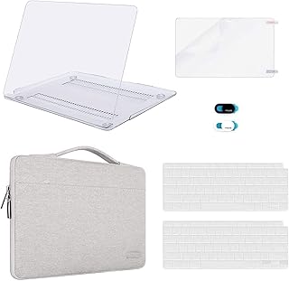 MOSISO Compatible with MacBook Air 13 inch Case 2022 2021 2020 2019 2018 Release A2337 M1 A2179 A1932 Retina Display, Plastic Hard Shell Case&Bag&Keyboard Skin&Webcam Cover&Screen Protector,Clear&Gray