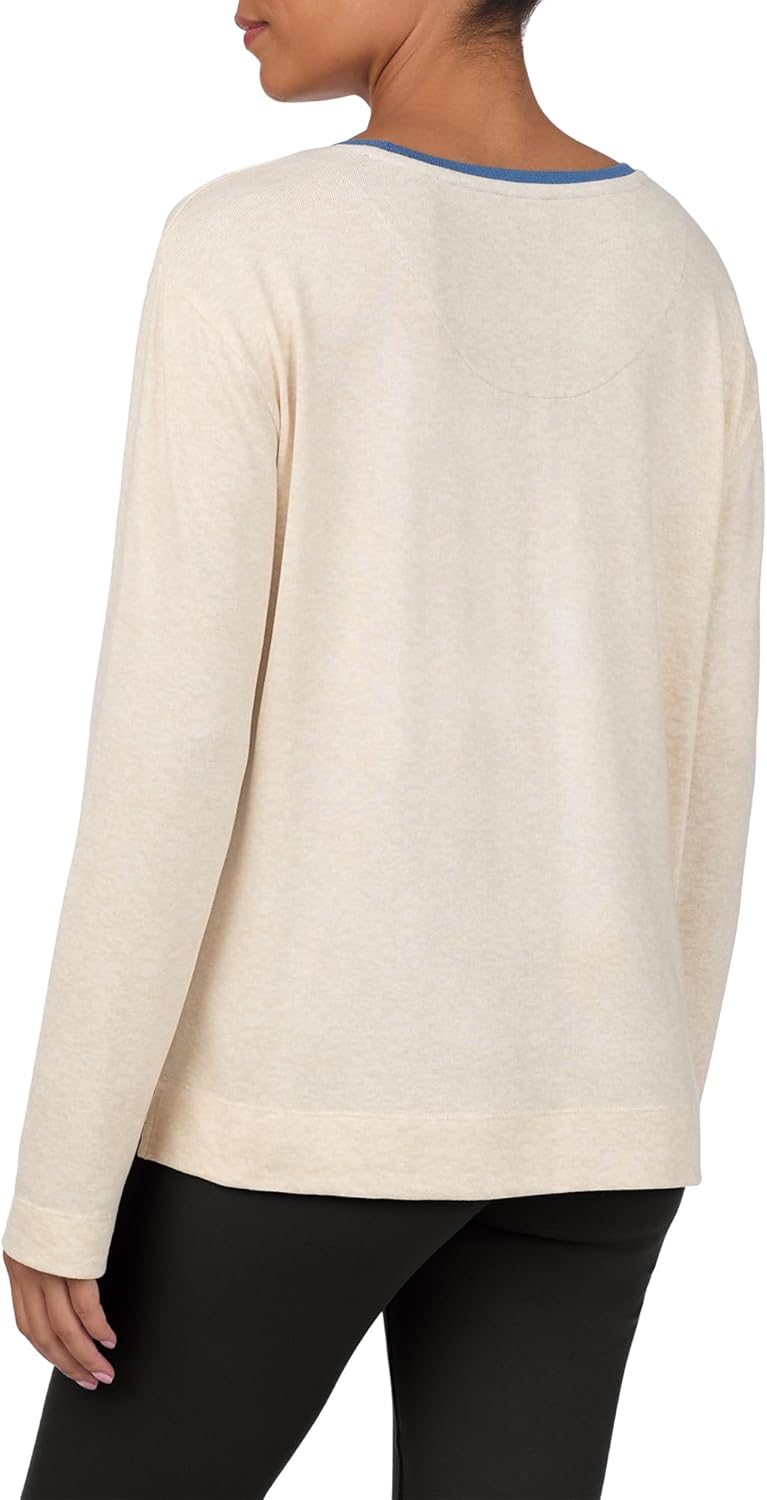 Nautica Womens Long Sleeve Crewneck Pajama Top - Lightweight, Soft and Cozy PJ Shirt - Sweater Knit Sleepwear & Loungewear - Image 4