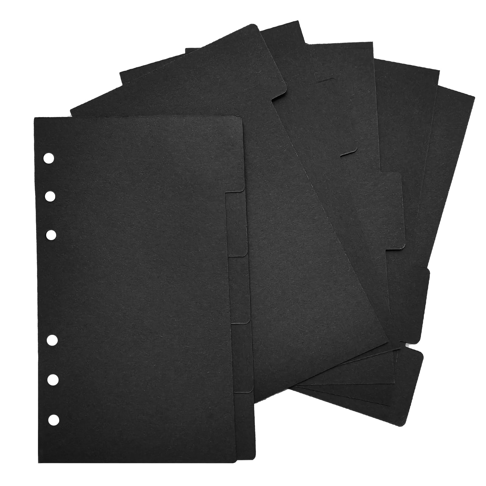 DY.2ten Binder Dividers for 6-Holes Ring Binder, 1/5 Cut Tabs, A6 Size, Sturdy Paper Dividers with 5 Tabs for School Office Home, 2 Sets, 10 Dividers, Black — image 1
